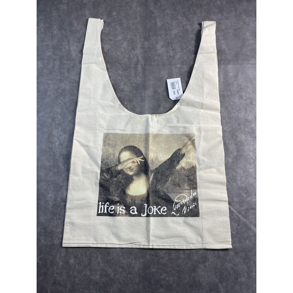 T Shirt Gallery Bag Canvas Tote Mona Lisa Life Is A Joke Leonardo da Vinci Humor